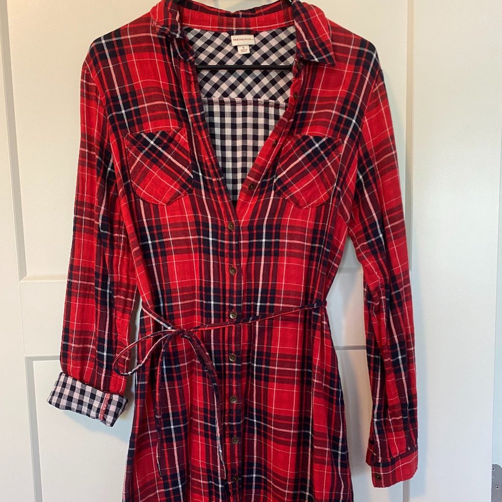 Merona Plaid Button-Down Long Sleeve Shirt Dress